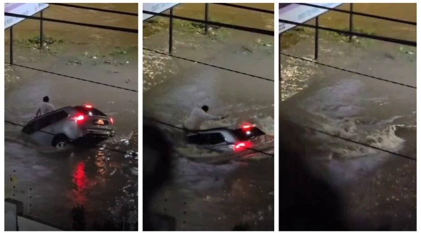 Servidor engolido por bueiro durante enxurrada em Conquista sobrevive