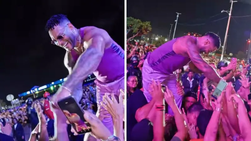 Cantor Tony Salles tem corrente roubada após pular para a plateia em show